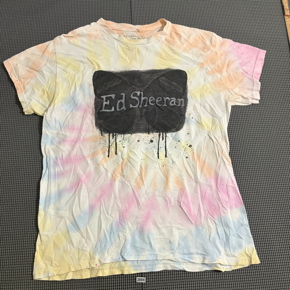 Ed Sheeran Mathematics Tour Tie Dye Graphic T-Shirt Medium Multi-Color